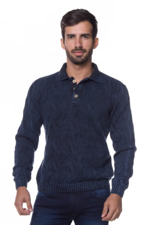 BLUSA POLO ARAN AZUL STONED BLUSA POLO ARAN AZUL STONED