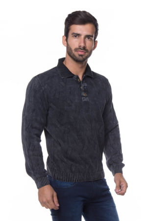 BLUSA POLO ARAN BLACK STONED BLUSA POLO ARAN BLACK STONED