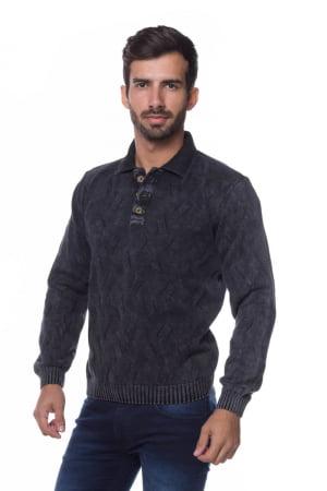 BLUSA POLO ARAN BLACK STONED BLUSA POLO ARAN BLACK STONED