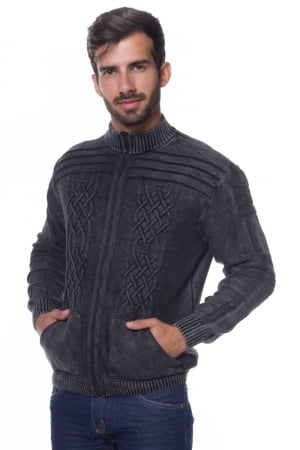 JAQUETA ARAN BLACK STONED JAQUETA ARAN BLACK STONED
