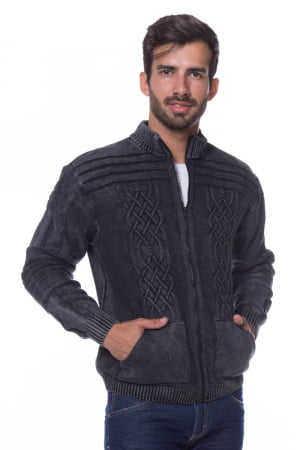 JAQUETA ARAN BLACK STONED JAQUETA ARAN BLACK STONED