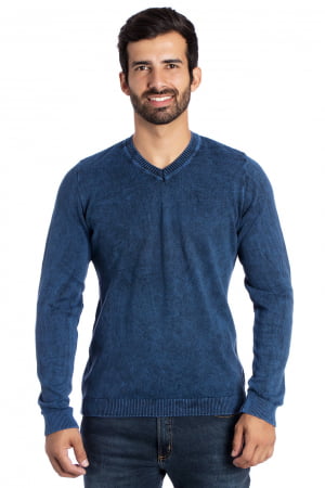 SUÉTER BASIC V STONE AZUL SUÉTER BASIC V STONE AZUL