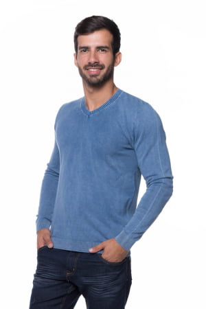 SUÉTER BASIC V STONE BLUE JEANS SUÉTER BASIC V STONE BLUE JEANS