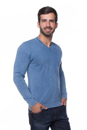 SUÉTER BASIC V STONE BLUE JEANS SUÉTER BASIC V STONE BLUE JEANS