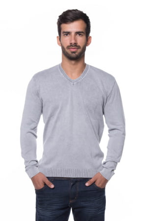 SUÉTER BASIC V STONE GELO SUÉTER BASIC V STONE GELO