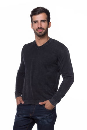 SUÉTER BASIC V STONE PRETO SUÉTER BASIC V STONE PRETO
