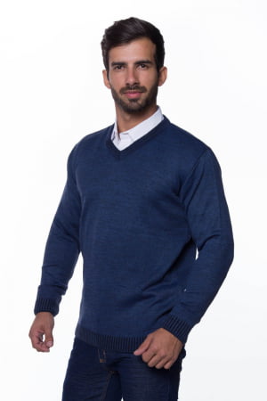 Suéter Básico Wool Azul Suéter Básico Wool Azul